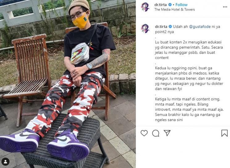 Dokter Tirta tantang suami Indira Kalistha (Instagram/@dr.tirta)