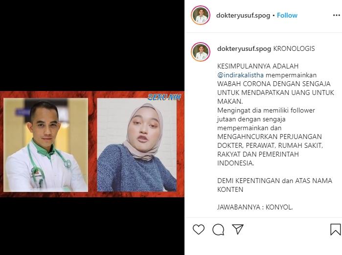 Indira Kalistha dan Dokter Yusuf. (Instagram/@dokteryusuf.spog)