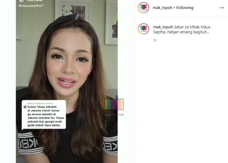 Maya Septha beberkan biaya sekolah anak. (Instagram/@mak_inpoh)