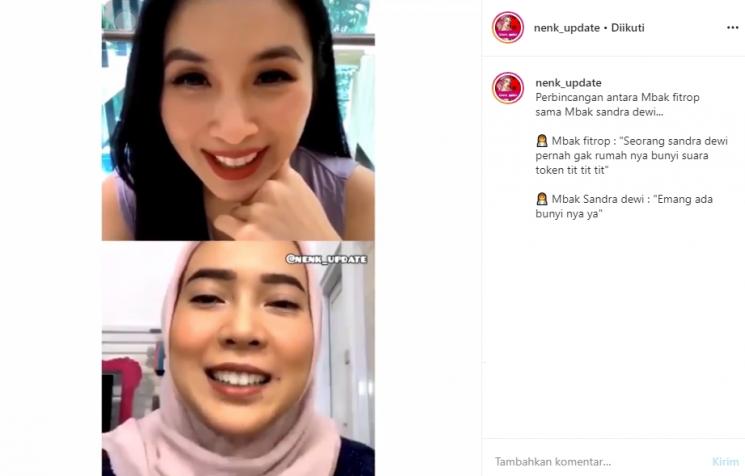Sandra Dewi dan Fitri Tropica (Instagram/@nenk_update)