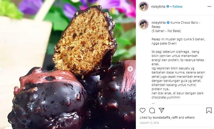 Resep artis Kurma Choco Balls. (Instagram/@nickytirta)