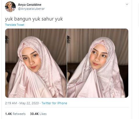 Anya Geraldine dibanjiri gombalan netizen. (Twitter/@Anyaselalubenar)