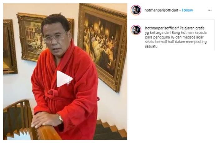 Hotman Paris singgung selebgram yang lelang keperawanan. (Instagram/@hotmanparisofficial)