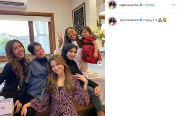 Perayaan lebaran seleb di luar negeri. (Instagram/@septriasaacha)
