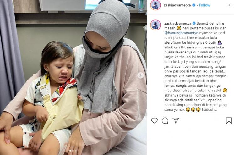 Anak Zaskia Adya Mecca dilarikan ke UGD. (Instagram/@zaskiadyamecca)