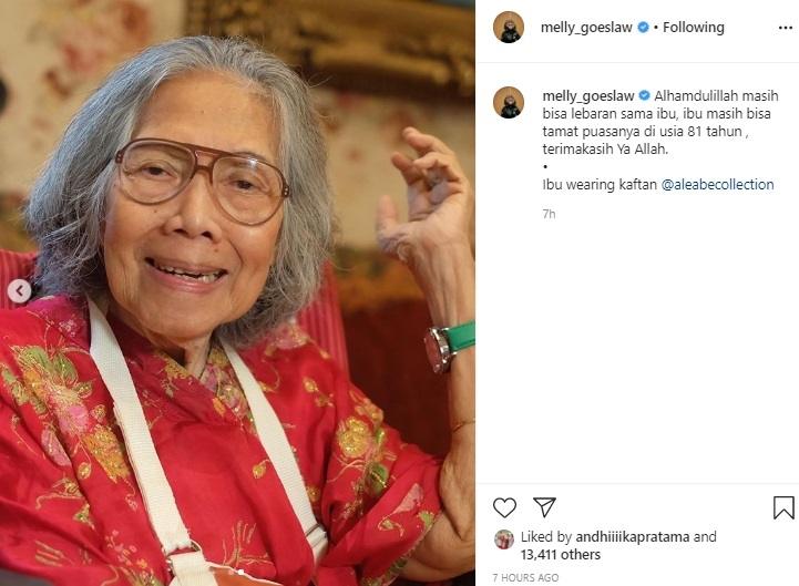 Ibu mertua Melly Goeslaw. (Instagram/@melly_goeslaw)