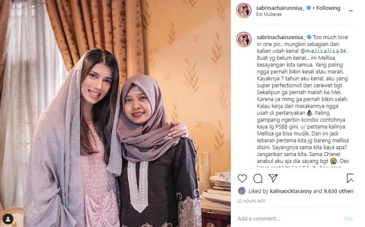 Sabrina Chairunnisa dan ART-nya. (Instagram/@sabrinachairunnisa_)