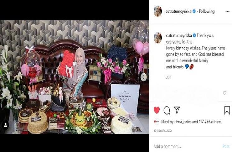Momen ulang tahun Cut Meyriska (Instagram @cutratumeyriska)