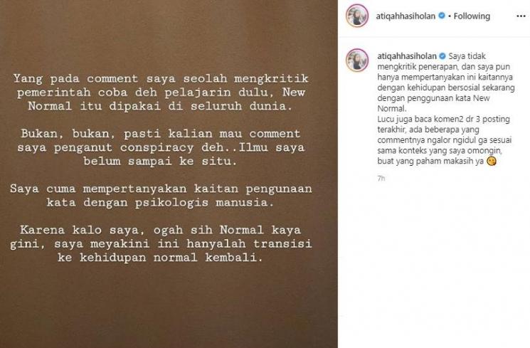 Atiqah Hasiholan. (Instagram/@atiqahhasiholan)