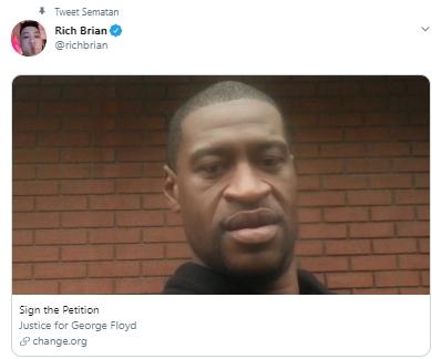 Respon seleb hollywood meninggalnya George Floyd. (Twitter/@richbrian)