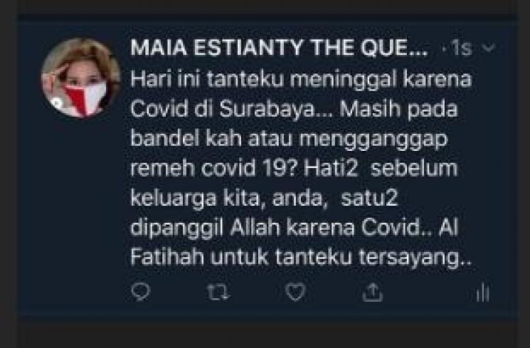 Tante Maia Estianty meninggal dunia karena Covid-19 (Instagram @maiaestiantyreal)