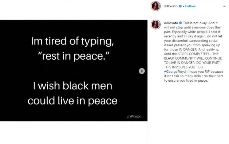 Respon seleb hollywood meninggalnya George Floyd. (Instagram/@ddlovato)