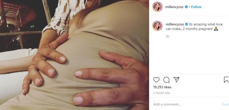 Millendaru ngaku hamil 2 bulan. (Instagram/@millencyrus)