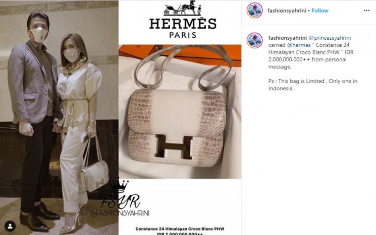 Tas mewah Syahrini. (Instagram/@fashionsyahrini)