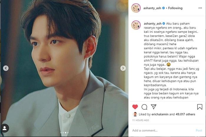 Ashanty fans berat Lee Min Ho (Instagram @ashanty_ash)