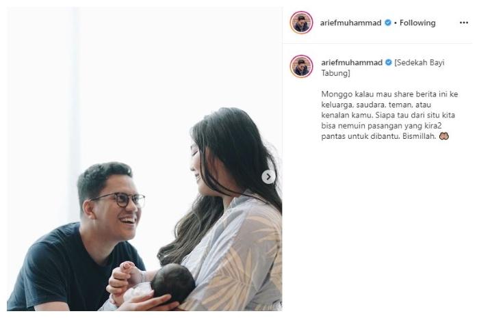 Youtuber Arief Muhammad sedekah bayi tabung. (Instagram/@ariefmuhammad)