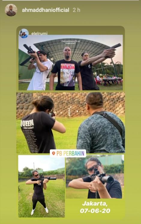 Ahmad Dhani latihan nembak bareng Al dan El (Instagram/@ahmaddhaniofficial)