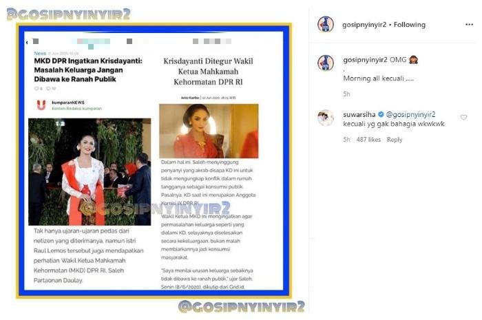 Pengasuh Arsy Hermansyah, Suwarsiha terciduk di akun gosip. (Instagram/@gosipnyinyir2)