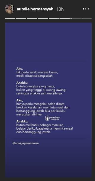 Instagram Stories Aurel Hermansyah (Instagram/@aurelie.hermansyah)