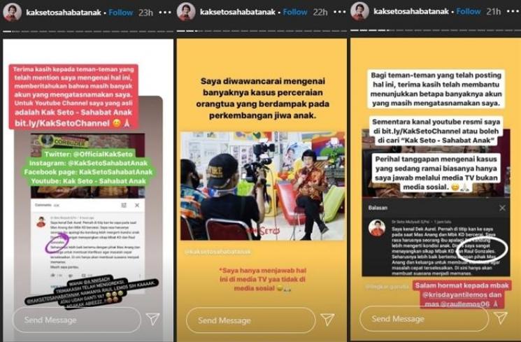 Klarifikasi Kak Seto (Instagram @kaksetosahabatanak)