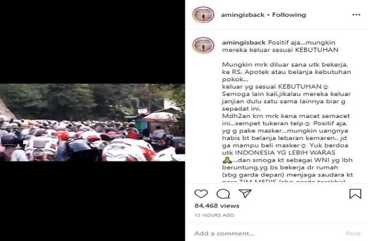 Aming soroti kemacetan Puncak (Instagram @amingisback)