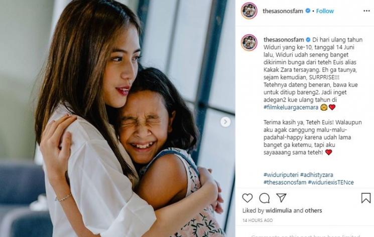 Momen ultah sederhana Widuri. (Instagram/@thesasonosfam)