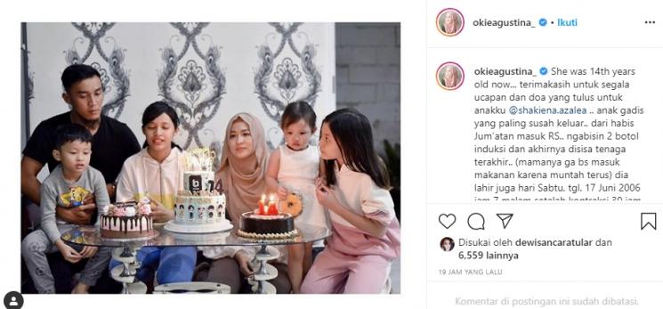 Ultah putri Okie Agustina (Instagram/@okieagustina_)
