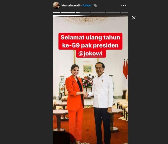Kirana Larasati beri ucapan ulang tahun ke Presiden Jokowi. (Instagram/@kiranalarasati)