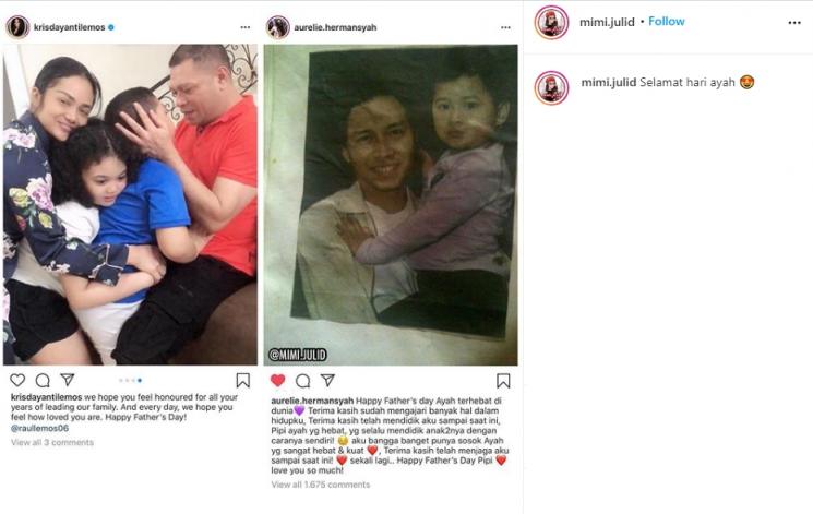 Ucapan hari ayah Krisdayanti dan Aurel Hermansyah. (Instagram/@mimi.julid)