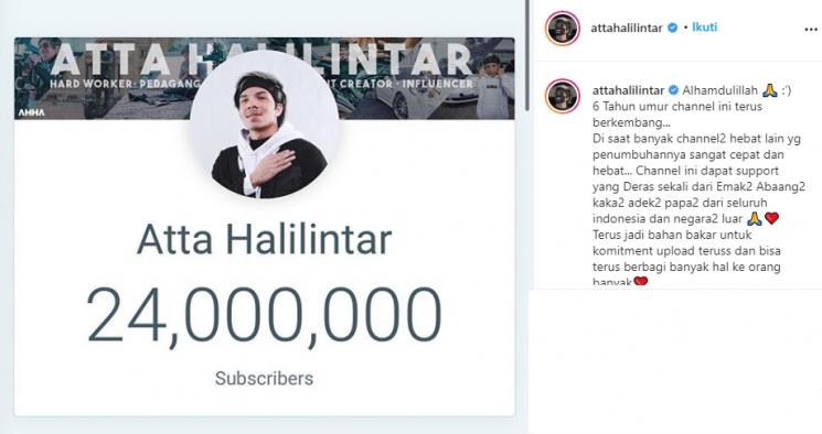 Atta Halilintar (Instagram/@attahalilintar)