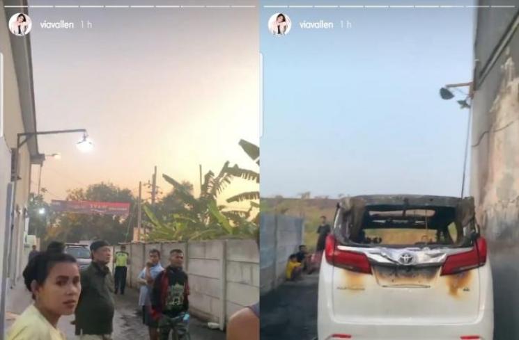 Mobil Via Vallen dibakar oknum. (Instagram/@viavallen)