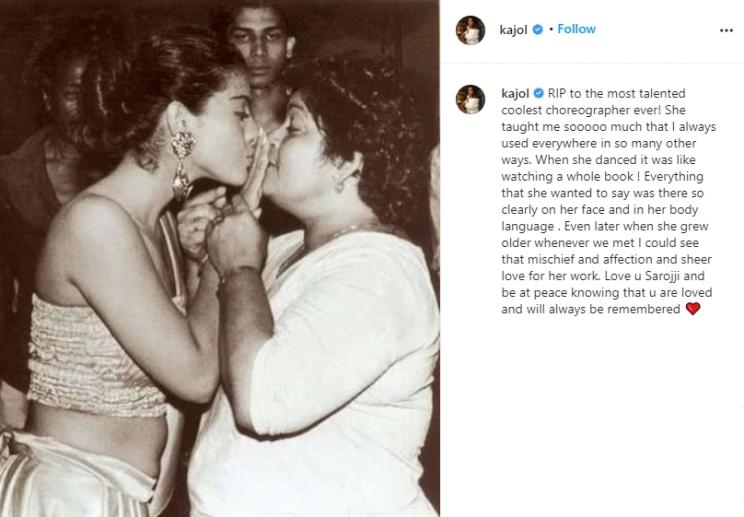 Saroj Khan dan Kajol (Instagram/@kajol)