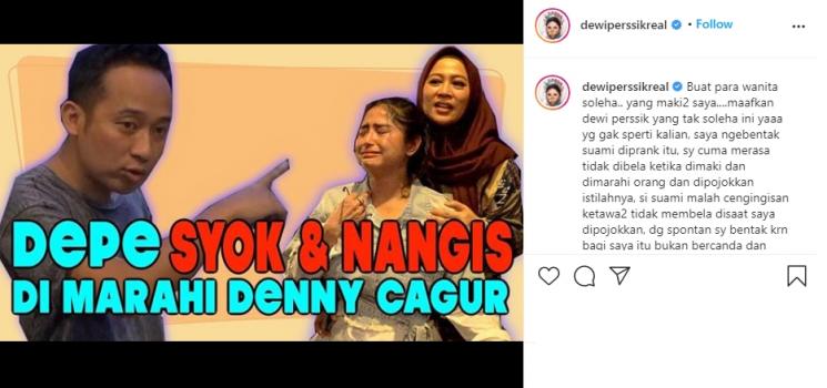 Dewi Perssik diprank Denny Cagur (Instagram/@dewiperssikreal)