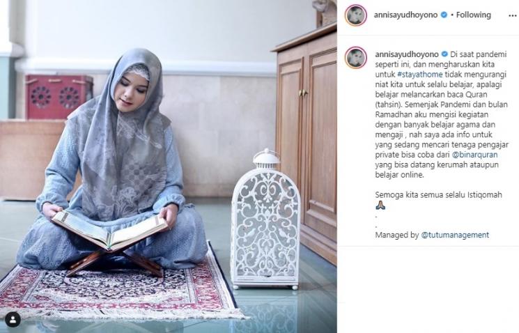 Annisa Pohan berhijab. (Instagram/@annisayudhoyono)
