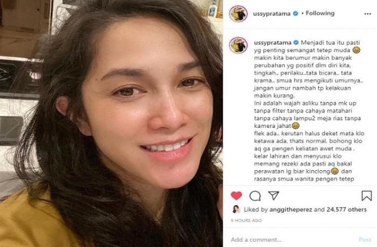 Ussy Sulistiawaty pamer flek dan kerutan (Instagram @ussypratama)
