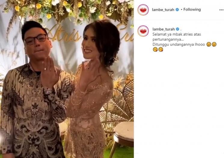 Atries Angel Tunangan (Instagram/@lambe_turah)