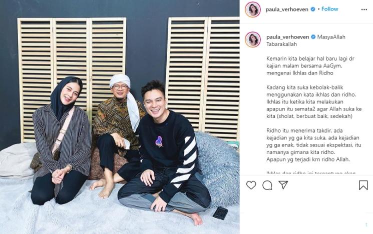 Paula Verhoeven dan Baim Wong kunjungi Aa Gym. (Instagram/@paula_verhoeven)