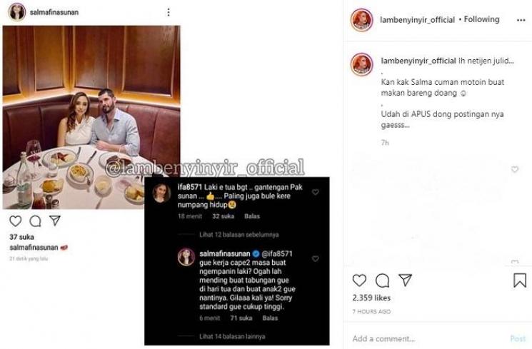 Salmafina Sunan (Instagram @lambenyinyir_official)
