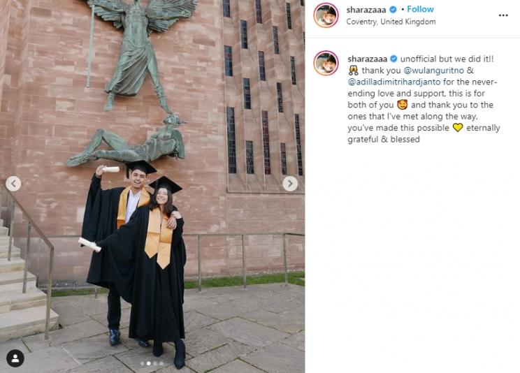 Momen wisuda Shalom Razade. (Instagram/@sharazaaa)