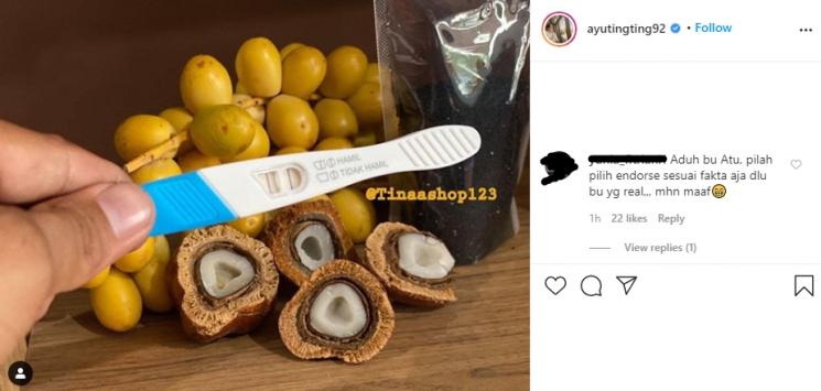 Ayu Ting Ting posting test pack 2 garis. (Instagram/@ayutingting92)