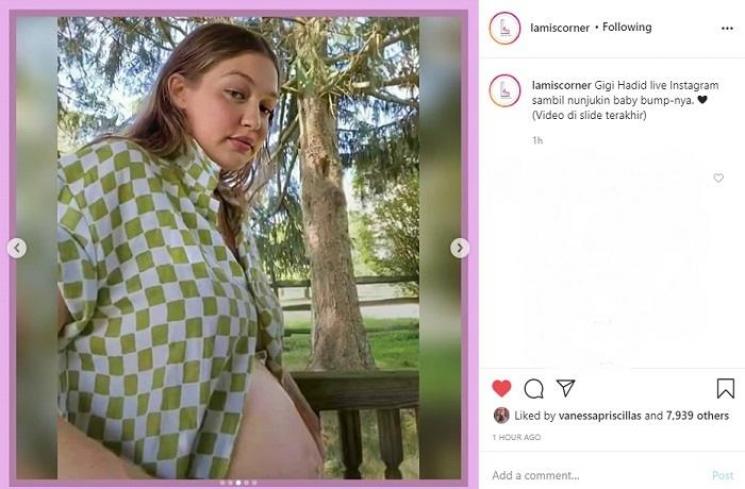 Gigi Hadid pamer baby bump (Instagram @lamiscorner)