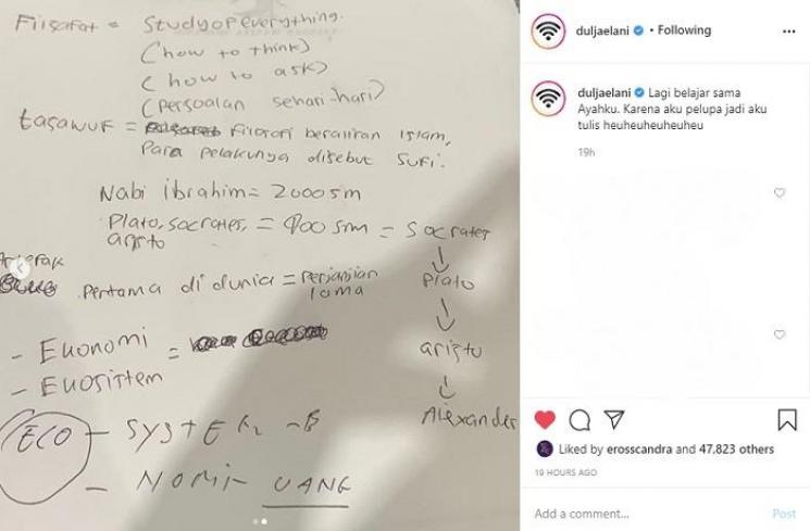 Dul Jaelani belajar filsafat dan tasawuf dengan Ahmad Dhani (Instagram @duljaelani)