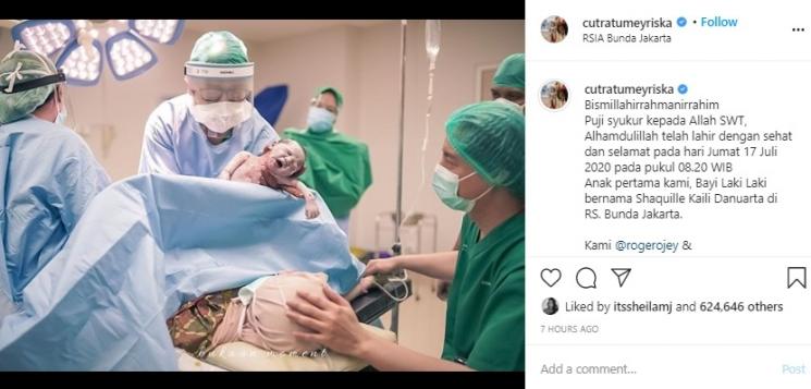 Cut Meyriska melahirkan. (Instagram/@cutratumeyriska)