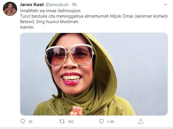 Omas meninggal dunia (Twitter/@jarwokuat)