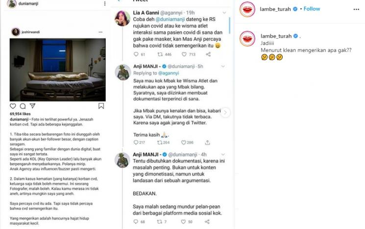 Postingan Anji eks Drive trending. (Instagram/@lambe_turah)