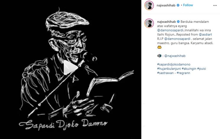 Memoriam seleb dengan Sapardi Djoko Damono. (Instagram/@najwashihab)