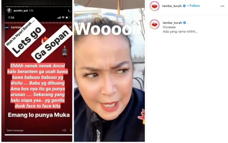 Jennifer Jill Supit dan Barbie Kumalasari saling sindir. (Instagram/@lambe_turah)