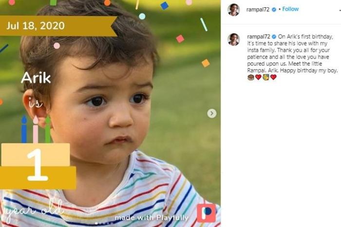 Arik Rampal, anak ketiga Arjun Rampal dipamerkan. (Instagram/@rampal72)