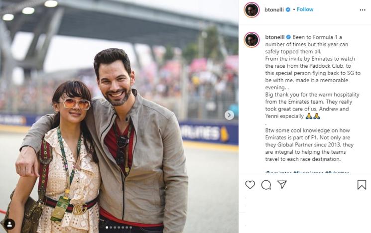 Tata Cahyani dan Bobby Tonelli. (Instagram/@btonelli)