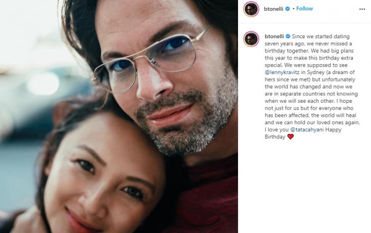 Tata Cahyani dan Bobby Tonelli. (Instagram/@btonelli)